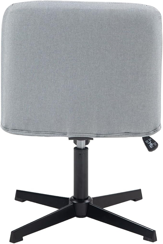 Panana Office Chair Fabric Padded Seat Armless Desk Chair Swivel Computer Task Chair Mid-Back No Wheels Accent Chair (Grey) - LeafyLoom