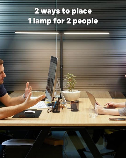 LED Desk Lamp for Home Office, Remote Control Computer Desk Light Bright Table Lamp for Study Dimmable Desk Lighting with Clamp Adjustable Gooseneck, Double Head, 24W, Black - LeafyLoom