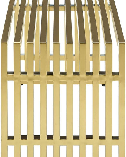 Modway Gridiron Contemporary Modern Gold Stainless Steel Medium Bench, 46.5" - LeafyLoom