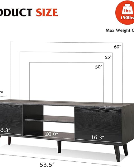 WLIVE TV Stand for 55 60 inch TV, Entertainment Center with Storage Cabinets, Rustic TV Console for Living Room Decor, Black - LeafyLoom