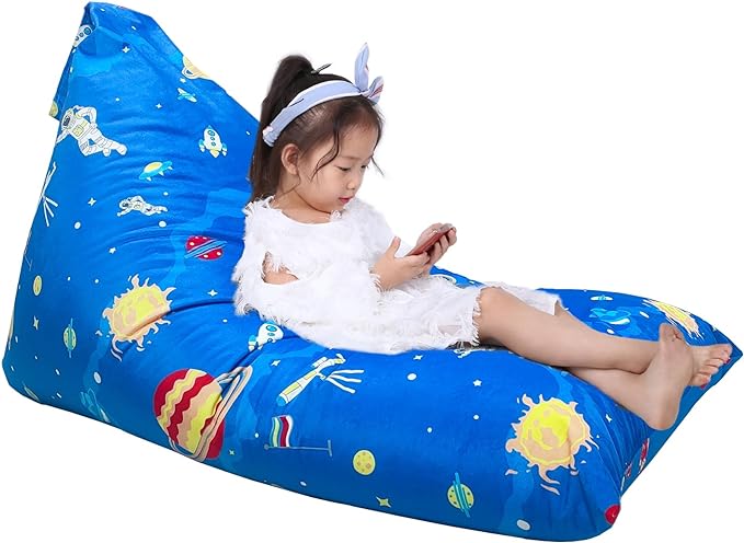 Jorbest Stuffed Animal Storage, Soccer Stuffed Animal Bean Bag Storage, Bean Bag Chair Cover for Kids, Luxury Velvet Stuffie Seat - Cover ONLY (200L/52 Gal) - LeafyLoom