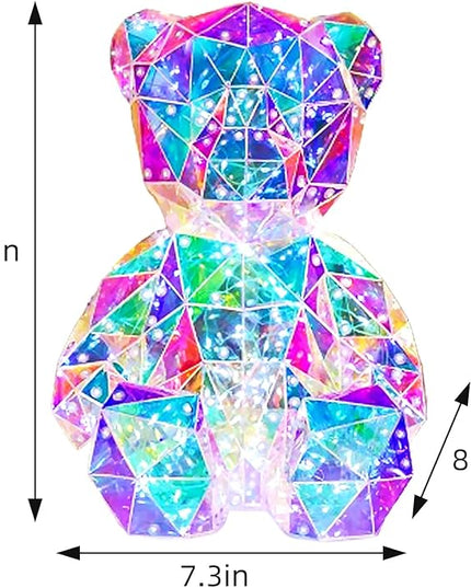 LED Colorful Teddy Bear Night Light, Kids Toys, Bedside Lamp, Mom Kids Birthday Valentine's Day Gift - Table Decoration - with USB Plug and Gift Box - LeafyLoom