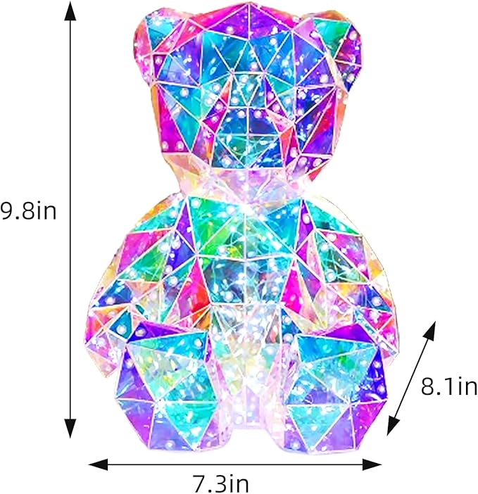LED Colorful Teddy Bear Night Light, Kids Toys, Bedside Lamp, Mom Kids Birthday Valentine's Day Gift - Table Decoration - with USB Plug and Gift Box - LeafyLoom