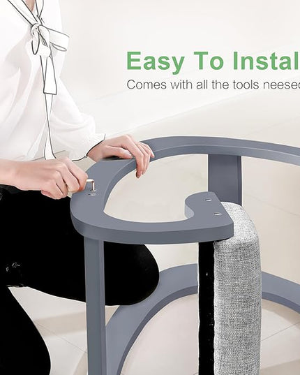 Ergonomic Kneeling Chair for Upright Posture - Rocking Chair Knee Stool for Home, Office & Meditation - Wood & Linen Cushion - Relieving Back and Neck Pain & Improving Posture (Grey) - LeafyLoom