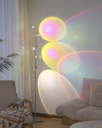 Sunset Lamp Tacahe Rgbw Halo Projector Floor Lamp Funny Led Corner Sunset Floor Lamp Gaming Room Decor for Bedroom Living Room Restaurant Dance Studio Novelty Tighting - LeafyLoom