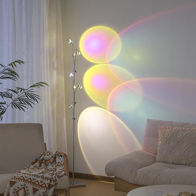 Sunset Lamp Tacahe Rgbw Halo Projector Floor Lamp Funny Led Corner Sunset Floor Lamp Gaming Room Decor for Bedroom Living Room Restaurant Dance Studio Novelty Tighting - LeafyLoom