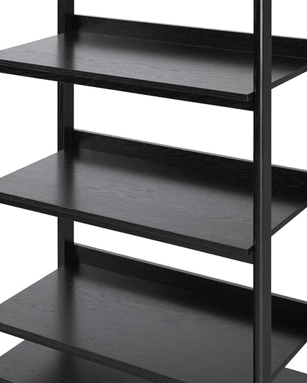 Walker Edison Modern Reeded 4-Shelf Bookshelf Bottom, 33 Inch, Two-Drawer Black - LeafyLoom
