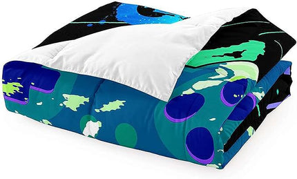 Game Comforter Set Video Gaming Bedding Sets Gamer Room Decor Queen Size Colorful Black Gamepad Soft Game Bedding Set for Boys Teen 1 Comforter and 2 Pillowcases - LeafyLoom
