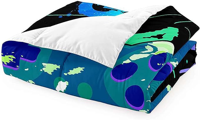 Game Comforter Set Video Gaming Bedding Sets Gamer Room Decor Queen Size Colorful Black Gamepad Soft Game Bedding Set for Boys Teen 1 Comforter and 2 Pillowcases - LeafyLoom