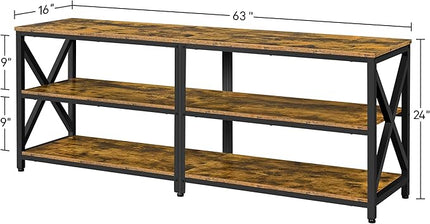 Yaheetech TV Stand for TVs Up to 70 Inches, Entertainment Center with 3-Tier Wooden Storage Shelves TV Console for Living Room, Rustic Brown - LeafyLoom