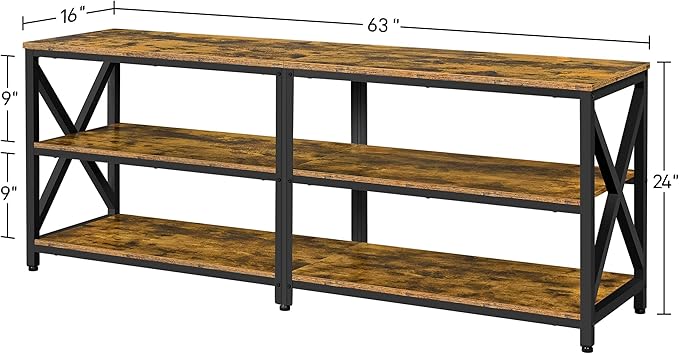 Yaheetech TV Stand for TVs Up to 70 Inches, Entertainment Center with 3-Tier Wooden Storage Shelves TV Console for Living Room, Rustic Brown - LeafyLoom