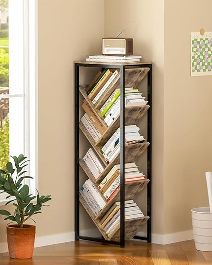 Tree Bookshelf - 9 Tier Floor Standing Tree Bookshelf for CDs/Movies/Books, Small Bookshelf for Small Spaces Bookshelves Wooden Book Storage Organizer Shelves for Bedroom Living Room Smaller - LeafyLoom