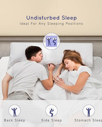Hybrid Full Mattress 12 Inch, Full Size Spring Gel Memory Foam Mattress, Medium Firm Full Mattresses in a Box, Hybrid Coil Innerspring Mattress for Adjustable Bed Frame, White Grey - LeafyLoom