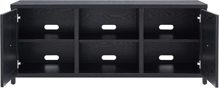 Henn&Hart Rectangular TV Stand for TV's up to 65" in Black, Electric Fireplace TV Stands for the Living Room - LeafyLoom