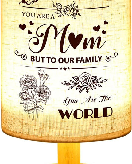 Linkax Mom Birthday Gifts, Fabric Lights Table Lamp Gifts for Mom from Daughter Son, Personalized Birthday Gifts for Mom Nightstand Lamp, Mother Day Thanksgiving Mom Gifts Bedside Lamp for Bedroom - LeafyLoom