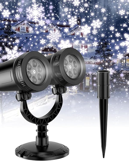 2024 Upgraded Dual-Head Christmas Snowflake Projector Light Outdoor,IP65 Waterproof Christmas LED Projector Light Outside,180° Rotation Projector for Indoor,Patio Wall Window Decorations Satxtrem