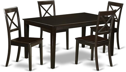 East West Furniture CAB5S-CAP-W Capri 5 Piece Set Includes a Rectangle Dinner Table and 4 Kitchen Dining Chairs, 36x60 Inch - LeafyLoom