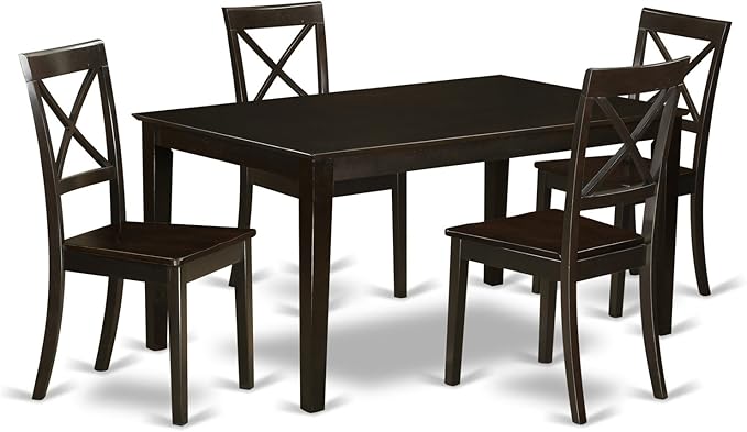 East West Furniture CAB5S-CAP-W Capri 5 Piece Set Includes a Rectangle Dinner Table and 4 Kitchen Dining Chairs, 36x60 Inch - LeafyLoom