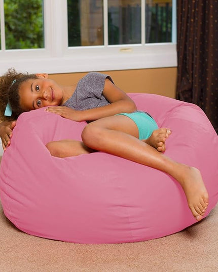 Posh Creations Bean Bag Chair for Kids, Teens, and Adults Includes Removable and Machine Washable Cover, Solid Pink, 38in - Large - LeafyLoom