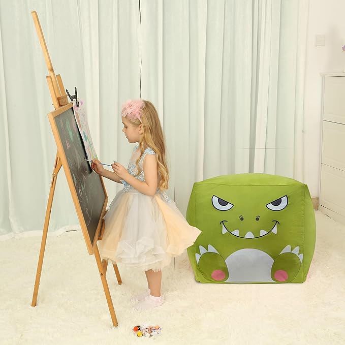 Dinosaur Bean Bag for Stuffed Animals Storage, Stuffed Animal Storage Bean Bag Chair, Extra Large Size, Velvet Super Soft Cover Only - LeafyLoom