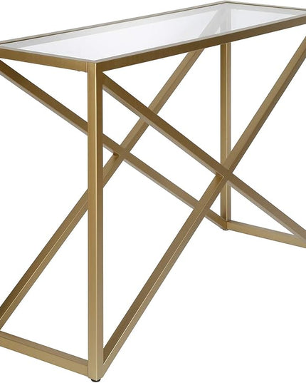 Henn&Hart 36" Tall Rectangular Bookcase in Gold, for Home Office, Living Room - LeafyLoom
