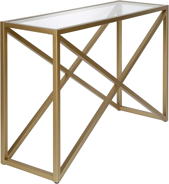 Henn&Hart 36" Tall Rectangular Bookcase in Gold, for Home Office, Living Room - LeafyLoom
