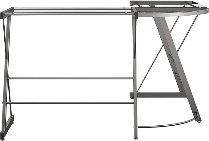 Ameriwood Home Odin Glass L-Shaped Computer Desk, Gray - LeafyLoom