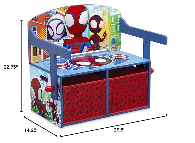 Delta Children Kids Convertible Activity Bench - Greenguard Gold Certified, Marvel Spidey and His Amazing Friends - LeafyLoom