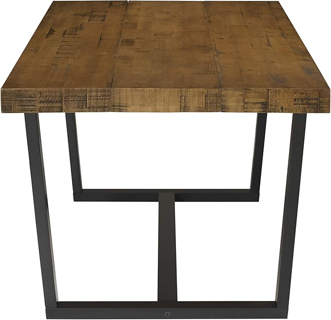 Walker Edison Andre Modern Solid Wood Dining Table, 72 Inch, Rustic Oak - LeafyLoom