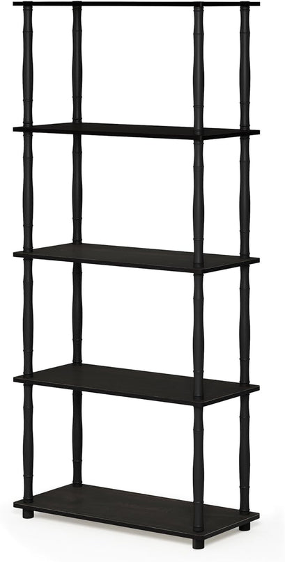 Furinno Turn-N-Tube 5-Tier Multipurpose Shelf / Display Rack / Storage Shelf / Bookshelf, Classic Tubes, Espresso/Black - LeafyLoom