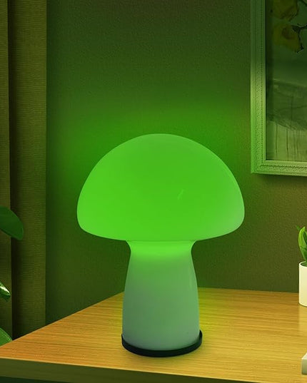 Milk White Mushroom lamp, Murano style retro design,Glass desk lamp with RGB 16 Color gradient dimmable LED bulbs, bedroom bedside bedside lamp, perfect home decoration.(LED Bulb Included) - LeafyLoom