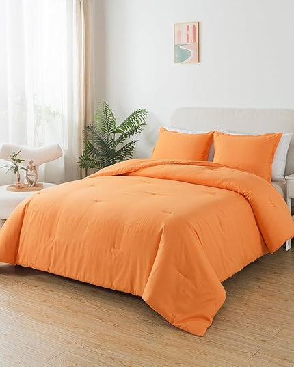 King Burnt Orange Comforter Set, Terracotta Skin-friendly Rust Boho Bedding Set & Collections, Breathable Fluffy Microfiber 3 PCS (104"x90") Comforter Set for All Seasons with Pillowcases - LeafyLoom