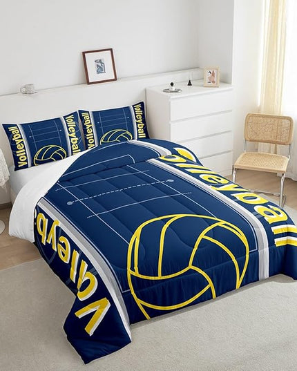 Feelyou Volleyball Bedding Set Twin Size Sports Game Comforter Set for Kids Boys Girls Decor Volleyball Player Comforter Microfiber Sports Gaming Duvet Set Bedroom Quilt Set - LeafyLoom