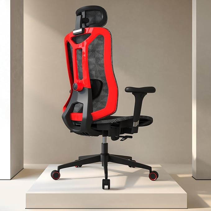 Ergonomic Mesh Office Chair - High Back Desk Chair with 3D Lumbar Support, Seat Depth Adjustable Office Chair with Headrest, 3D Armrest, Ergonomic Gaming Chair for Home Office,Tilt Function - LeafyLoom