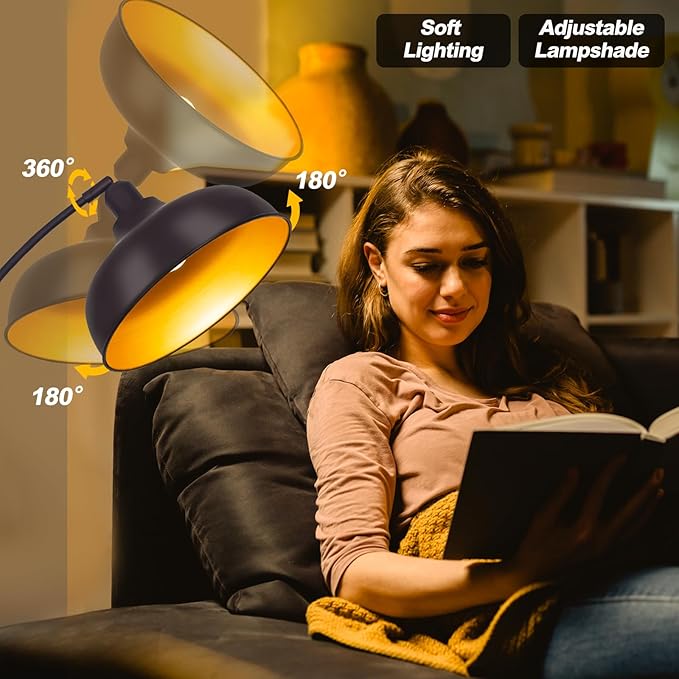 Arc Floor Lamps Bronze, Standing Lamps for Living Room with Remote Control, Foot Switch, Metal Shade, Arched Floor Lamp with Stepless Dimmable LED Bulb, Brown Floor Reading Tall Lamp for Bedroom - LeafyLoom