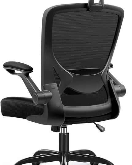 KERDOM Ergonomic Office Chair, Breathable Mesh Desk Chair with Headrest and Flip-up Arms for Office,Gaming,Computer Lumbar Support Swivel Task Chair, Adjustable Height,Black - LeafyLoom