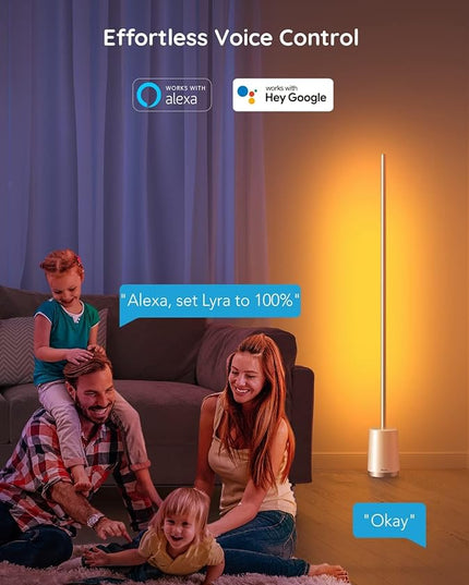 Govee Floor Lamp, RGBIC Lyra Color Changing Corner Lamp, Modern LED Lights with Wi-Fi App Control, 64+ Scene, DIY Modes, Music Sync, Standing Lamp, Suitable for Bedroom - LeafyLoom