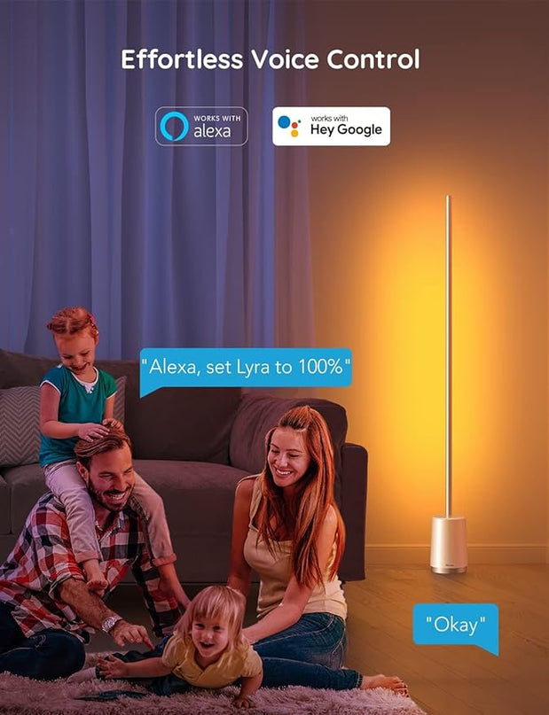 Govee Floor Lamp, RGBIC Lyra Color Changing Corner Lamp, Modern LED Lights with Wi-Fi App Control, 64+ Scene, DIY Modes, Music Sync, Standing Lamp, Suitable for Bedroom - LeafyLoom