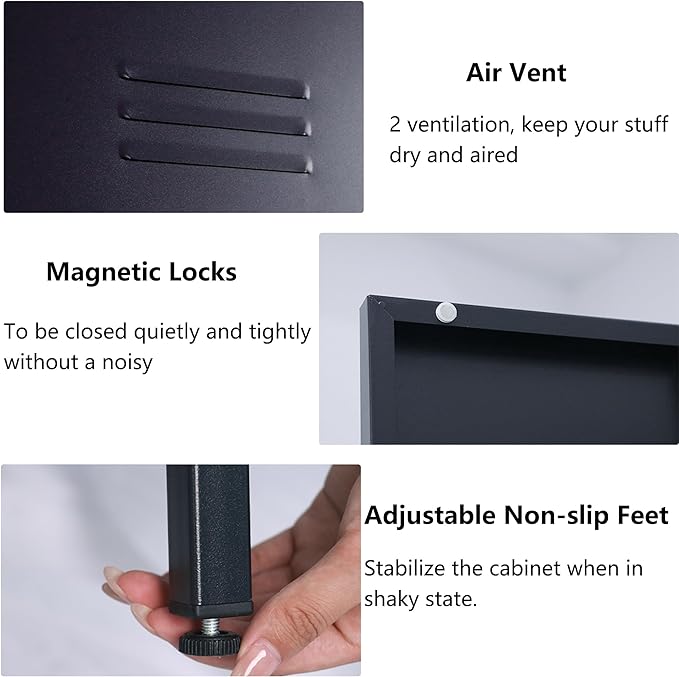 TV Stand for 55 60 inch TV, Metal TV Cabinet Modern Mid Century Entertainment Center with Storage, TV Industrial Media Console Table 2 Cabinet for Living Room, Bedroom, Office (Black) - LeafyLoom