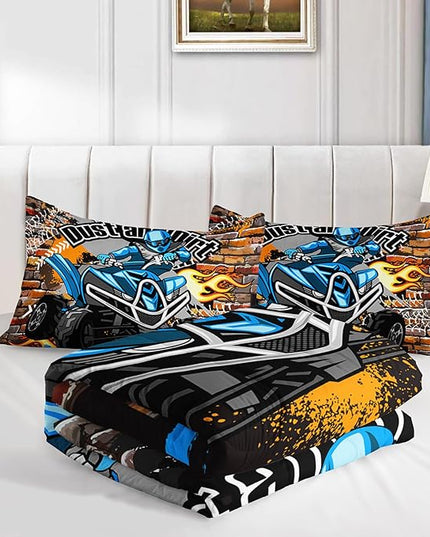 Axolotl Quad Bike Bedding Set Twin,Dirt Bike Comforter Set,Extreme Sports Bedding Set,Sports Theme Comforter Set,Tractor Truck Bedding,Motorcycle Comforter for Kids Boys Teens,1 Quilt 2 Pillowcases - LeafyLoom