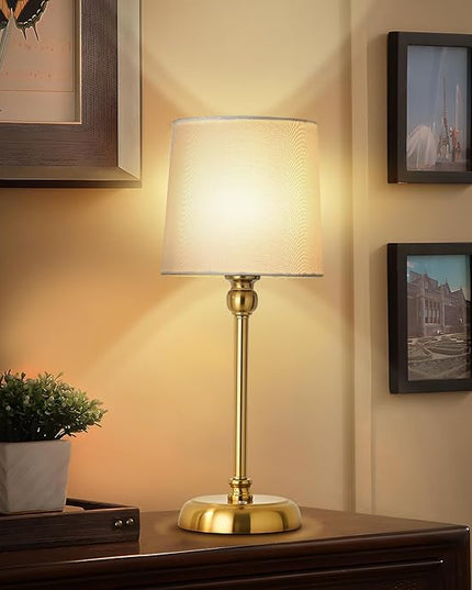 Cordless LED Table Lamp, 6000mAh Rechargeable Bedside Night Lamp for Bedroom, Portable Touch Stepless Dimmable Battery Operated Lamp, Ambient Light for Patio Restaurant(‎Antique Brass H) - LeafyLoom