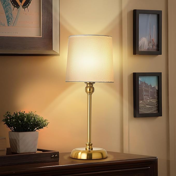 Cordless LED Table Lamp, 6000mAh Rechargeable Bedside Night Lamp for Bedroom, Portable Touch Stepless Dimmable Battery Operated Lamp, Ambient Light for Patio Restaurant(‎Antique Brass H) - LeafyLoom