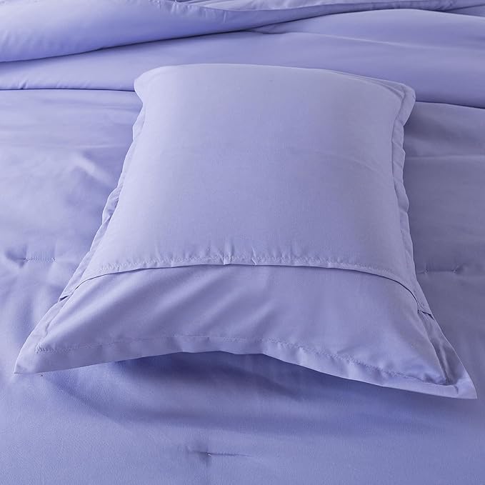 Lavender Purple Comforter Set King Size, Solid Luxury Skin-friendly Boho Bedding Set & Collections, Breathable Fluffy Microfiber 3 PCS (104"x90") Comforter Set for All Seasons - LeafyLoom