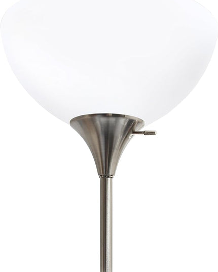 Simple Designs LF2000-BSN Mother-Daughter Floor Lamp with Reading Light, Brushed Nickel - LeafyLoom