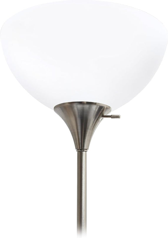 Simple Designs LF2000-BSN Mother-Daughter Floor Lamp with Reading Light, Brushed Nickel - LeafyLoom