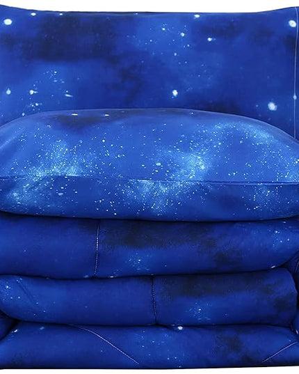 3PCS Blue Galaxy Comforter Set Full, Full Size Bed in a Bag Summer Comforter, Lightweight and Fade Resistant, Cute Full Size Quilt for Boys Girls Toddler Kids and Teens, Full - LeafyLoom