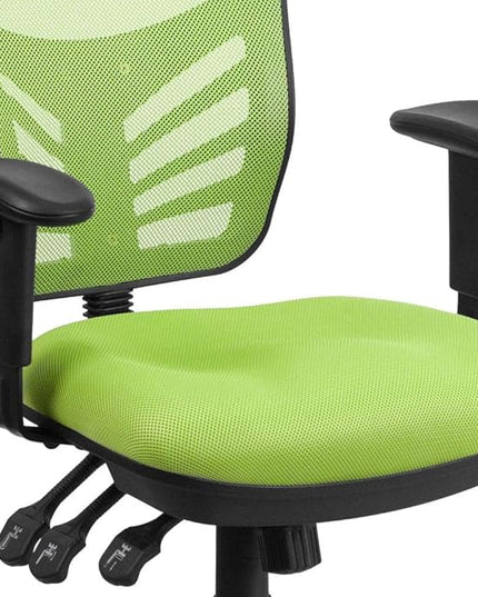 Flash Furniture Nicholas Mid-Back Swivel Office and Gaming Chair, Ergonomic Mesh Office Chair with Adjustable Lumbar Support and Height, Green - LeafyLoom