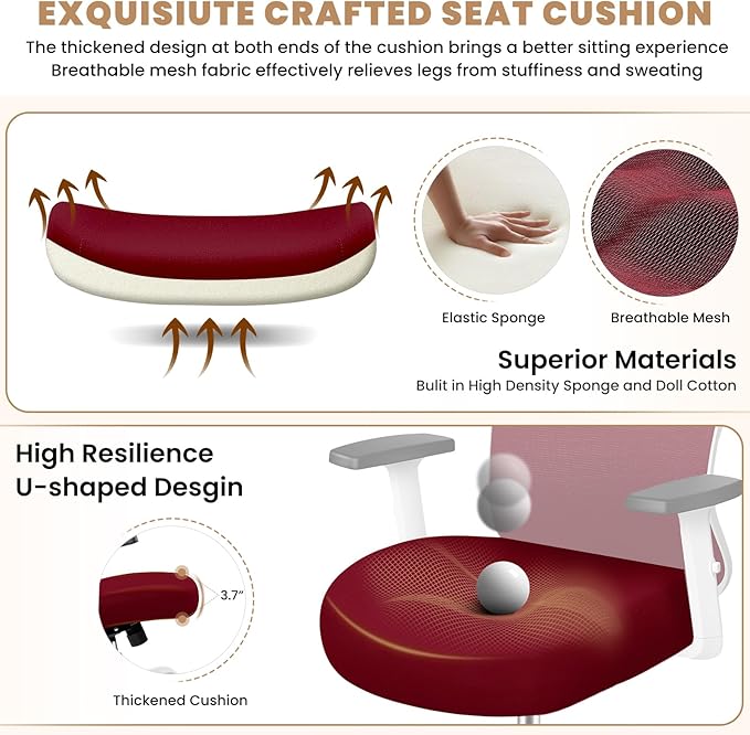 Office Chair Ergonomic Desk Chair with Adjustable Lumbar Support, Swivel Comfy Computer Chair Heavy Duty Executive Chair for Home Office - LeafyLoom