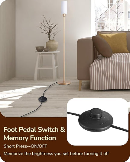 EDISHINE LED Corner Floor Lamp with Glass Lampshade, Modern Dimmable Lamp with Remote, 5 CCT, 65" Tall Standing Light for Living Room, Bedroom, Office, Bulb Included (Gold) - LeafyLoom
