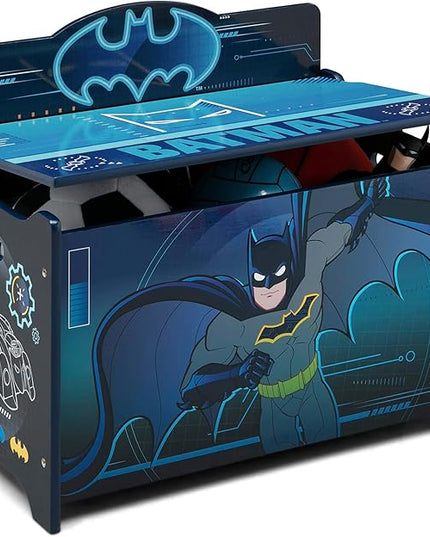Batman Deluxe Toy Box by Delta Children Greenguard Gold Certified, Black/Blue - LeafyLoom